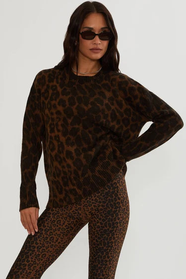 Beach Riot Callie Sweater Caramel Leopard