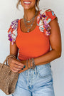 Orange Ribbed Knit Tiered Ruffled Sleeve Bodysuit Florida Girl Fashion Boutique