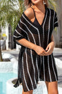 Black Striped Crochet Beach Cover Up Florida Girl Fashion Boutique