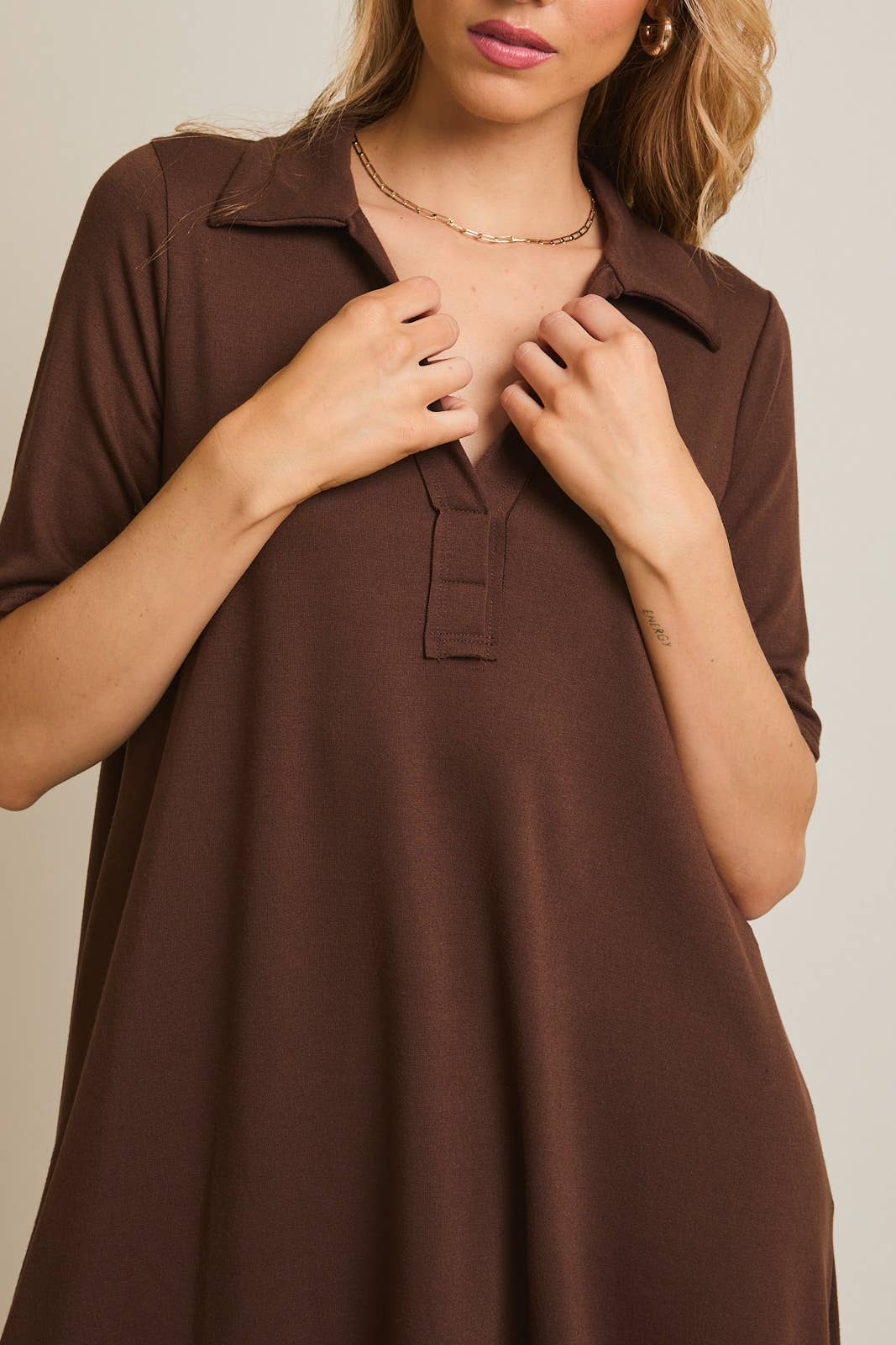Chocolate Dream Collared Mini Dress 🤎