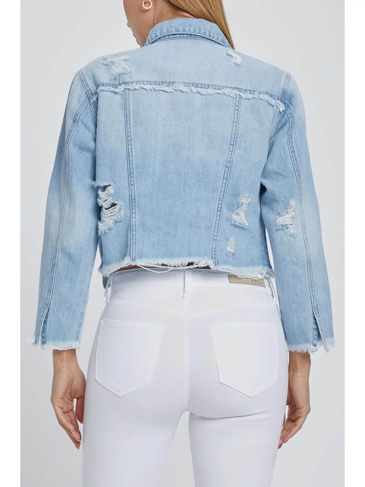 Cello Light Wash Distressed Denim Jacket Florida Girl Fashion Boutique