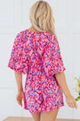 Abstract Print Puff Sleeve V Neck High Waist Romper Florida Girl Fashion Boutique