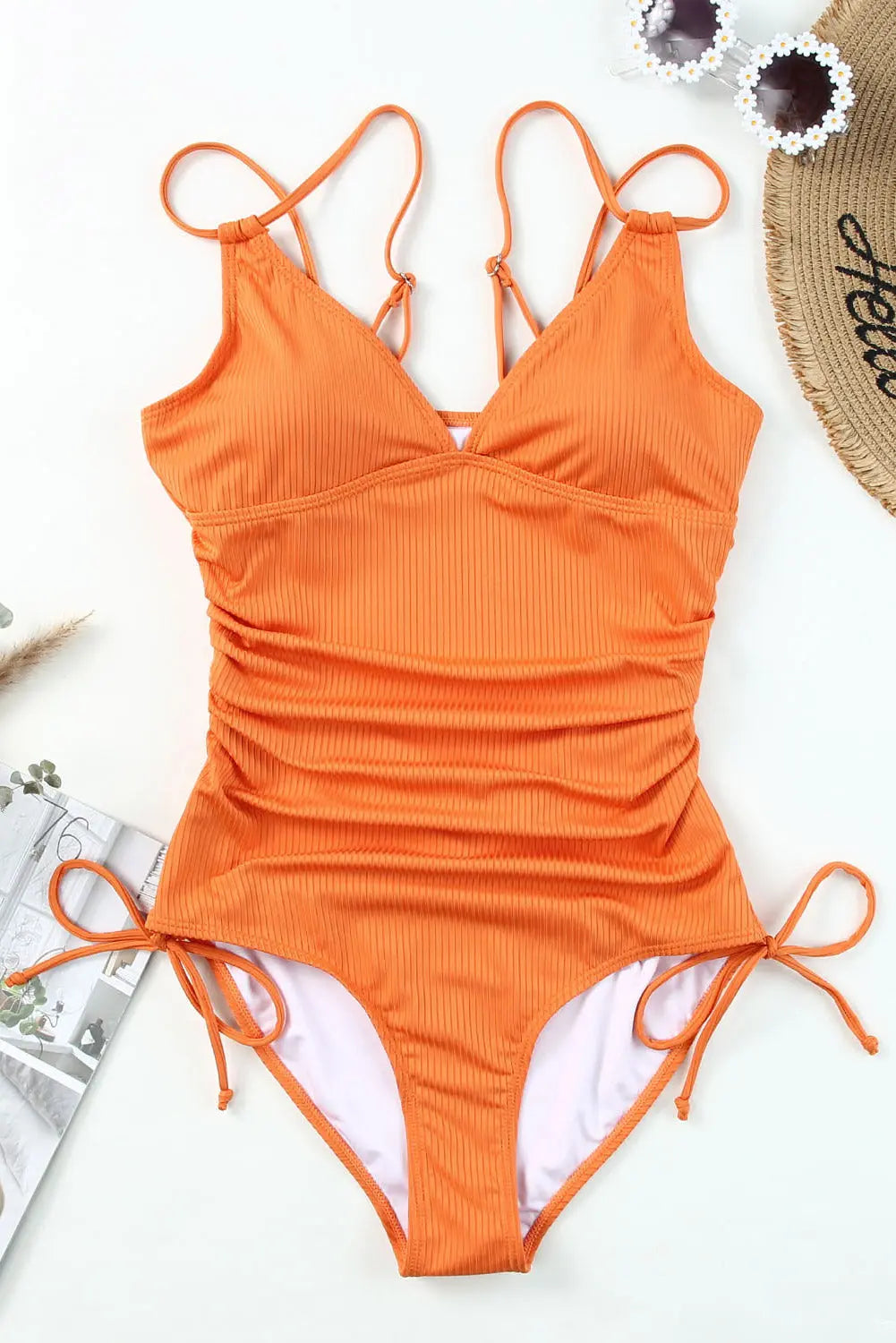 Adjustable Straps Ribbed Knit One Piece Swimsuit Florida Girl Fashion Boutique