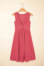 Mineral Red Twisted Bust V Neck Sleeveless Dress Florida Girl Fashion Boutique
