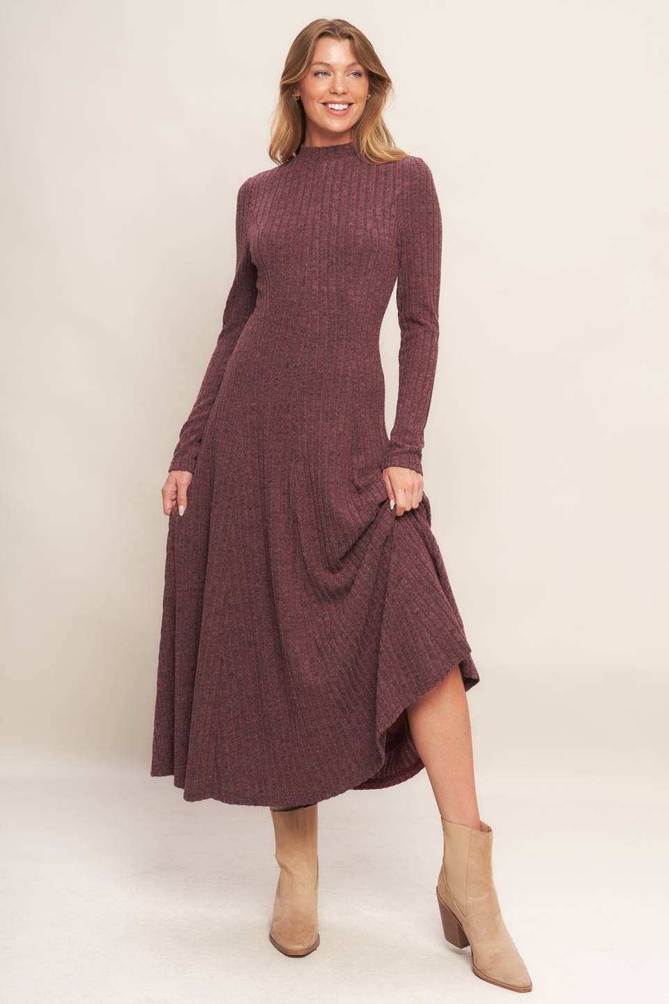 Mulberry Muse Ribbed Midi Dress
