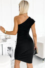 Black One-shoulder Short Sleeve Ruched Bodycon Dress Florida Girl Fashion Boutique