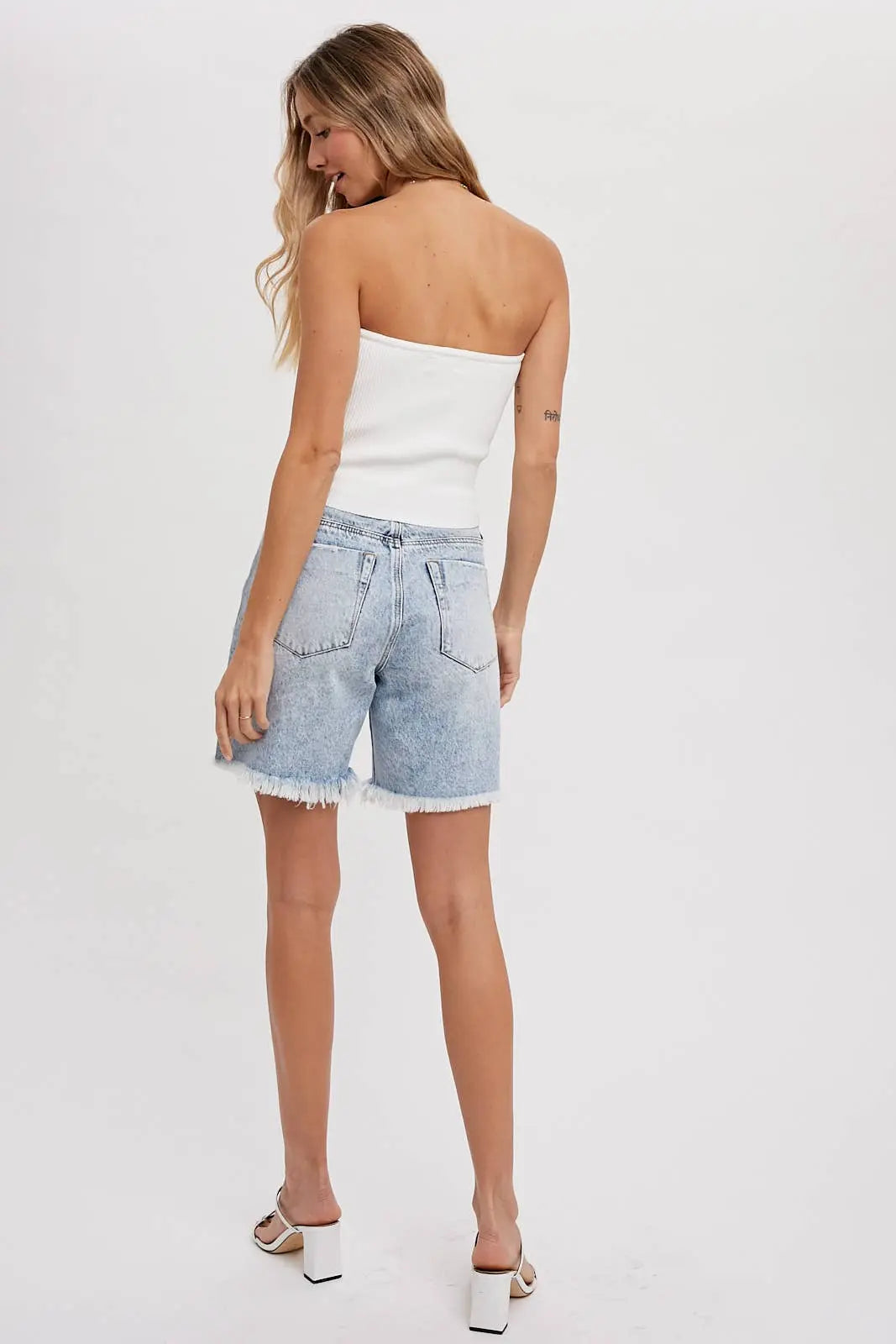 Ripped Boyfriend Denim Shorts Bluivy