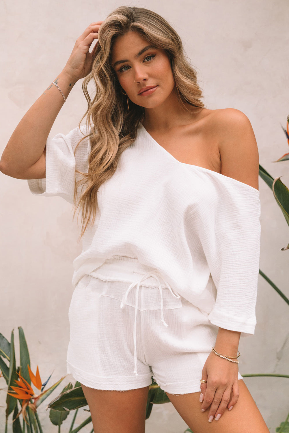 Off Shoulder Raw Hem Set Florida Girl Fashion Boutique