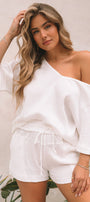 Off Shoulder Raw Hem Set Florida Girl Fashion Boutique