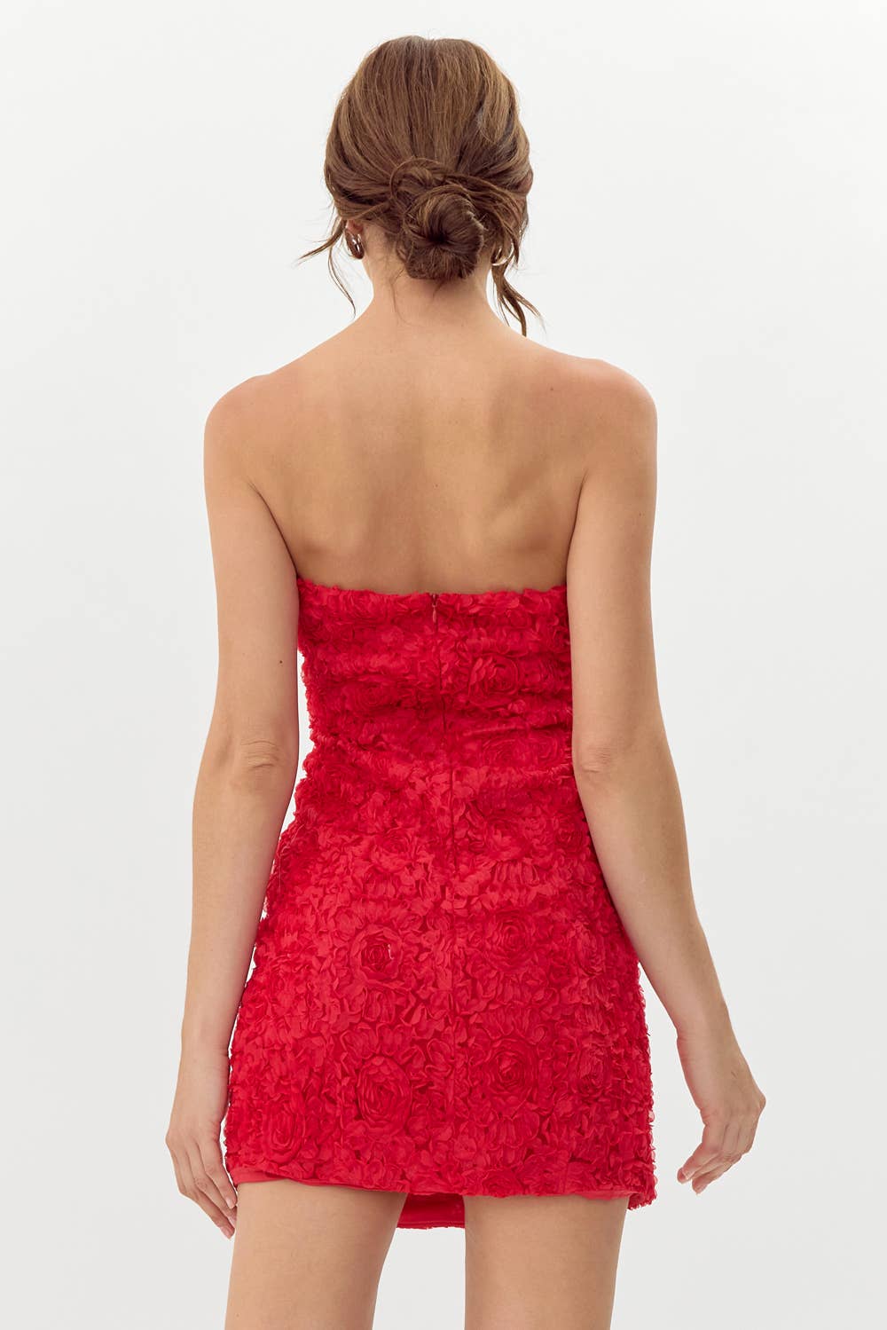 Adelyn Rae Posey Textured Floral Strapless Mini Dress Adelyn Rae