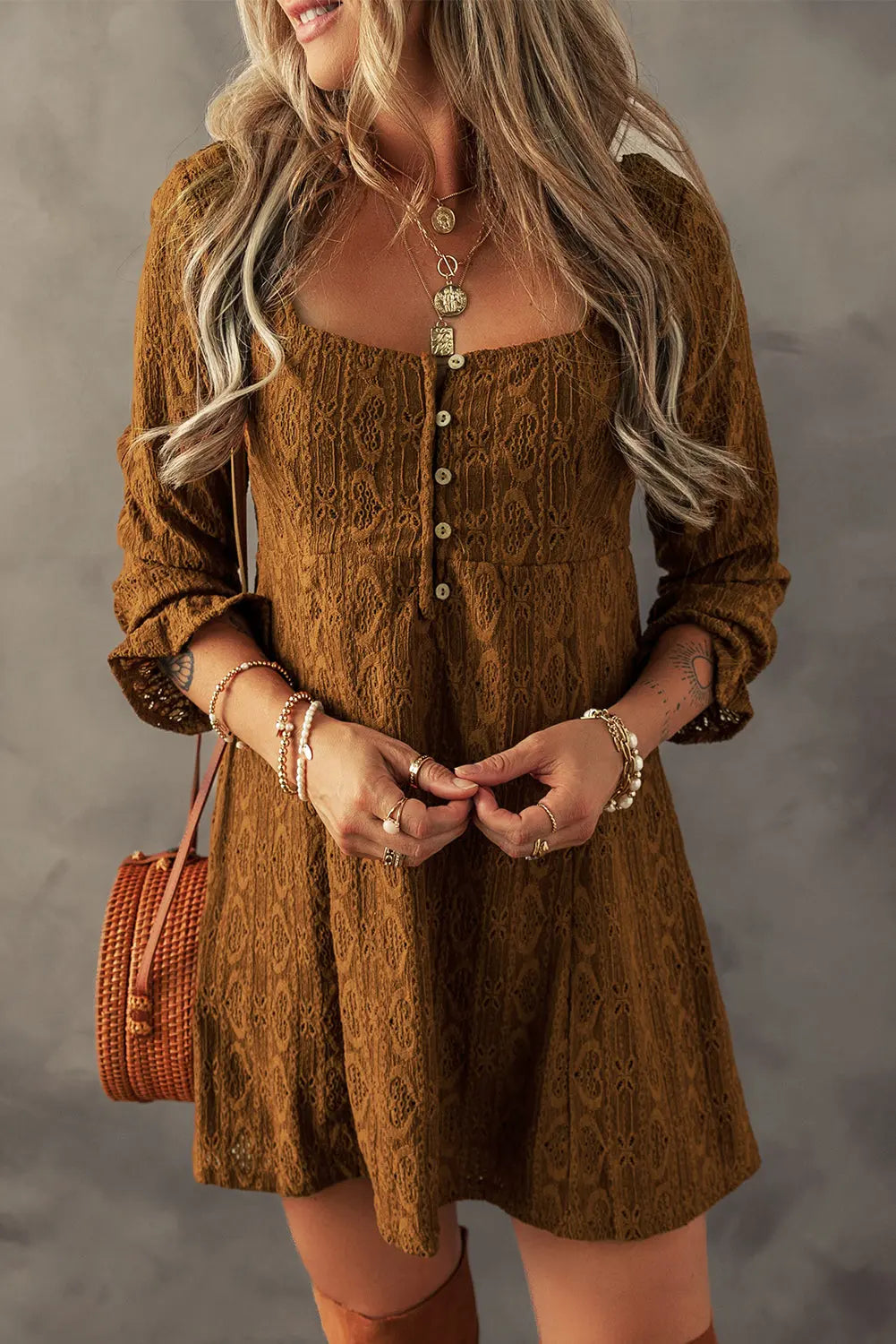 Brown Lace Shift Mini Florida Girl Fashion Boutique
