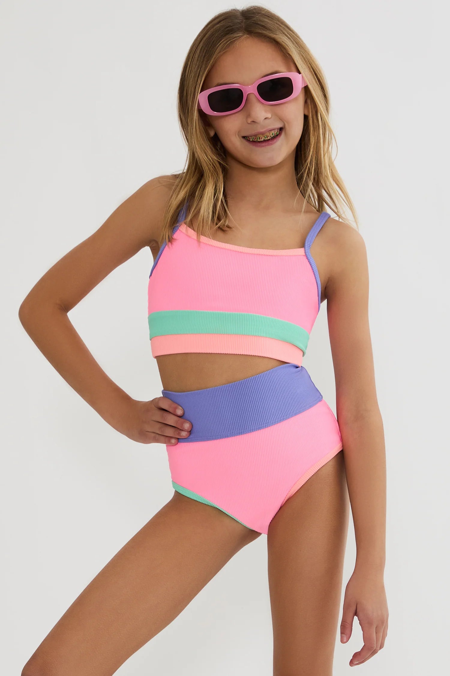 Beach Riot Little Eva & Emmie Set Sherbert Shores Colorblock