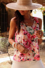 Pink Floral Twisted Open Back Top Florida Girl Fashion Boutique