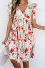 Floral Ruffle Sleeve High Waist Mini Dress Florida Girl Fashion Boutique