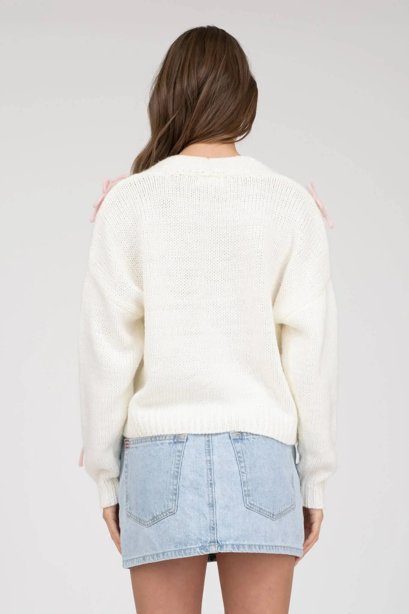 Bow Detailed Cropped Cardi Blu Pepper