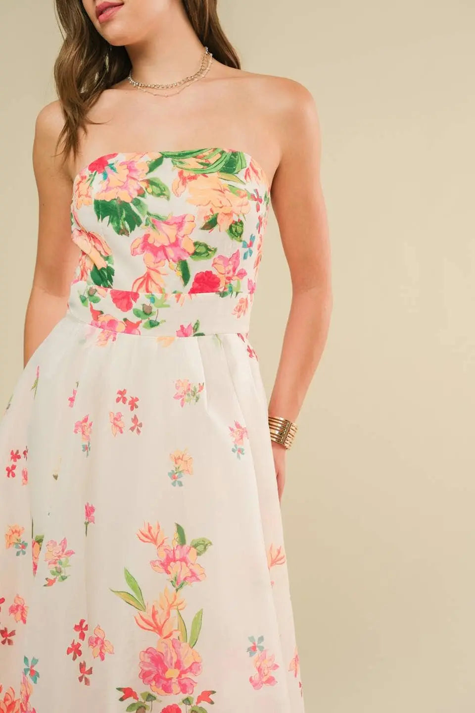 Floral Strapless Midi Dress Florida Girl Fashion Boutique
