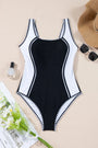 Black Color Block Ric Rac Trim U Neck One Piece Swimsuit Florida Girl Fashion Boutique