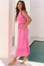 Textured Ruffle Trim Crop And Long Skirt Set Florida Girl Fashion Boutique