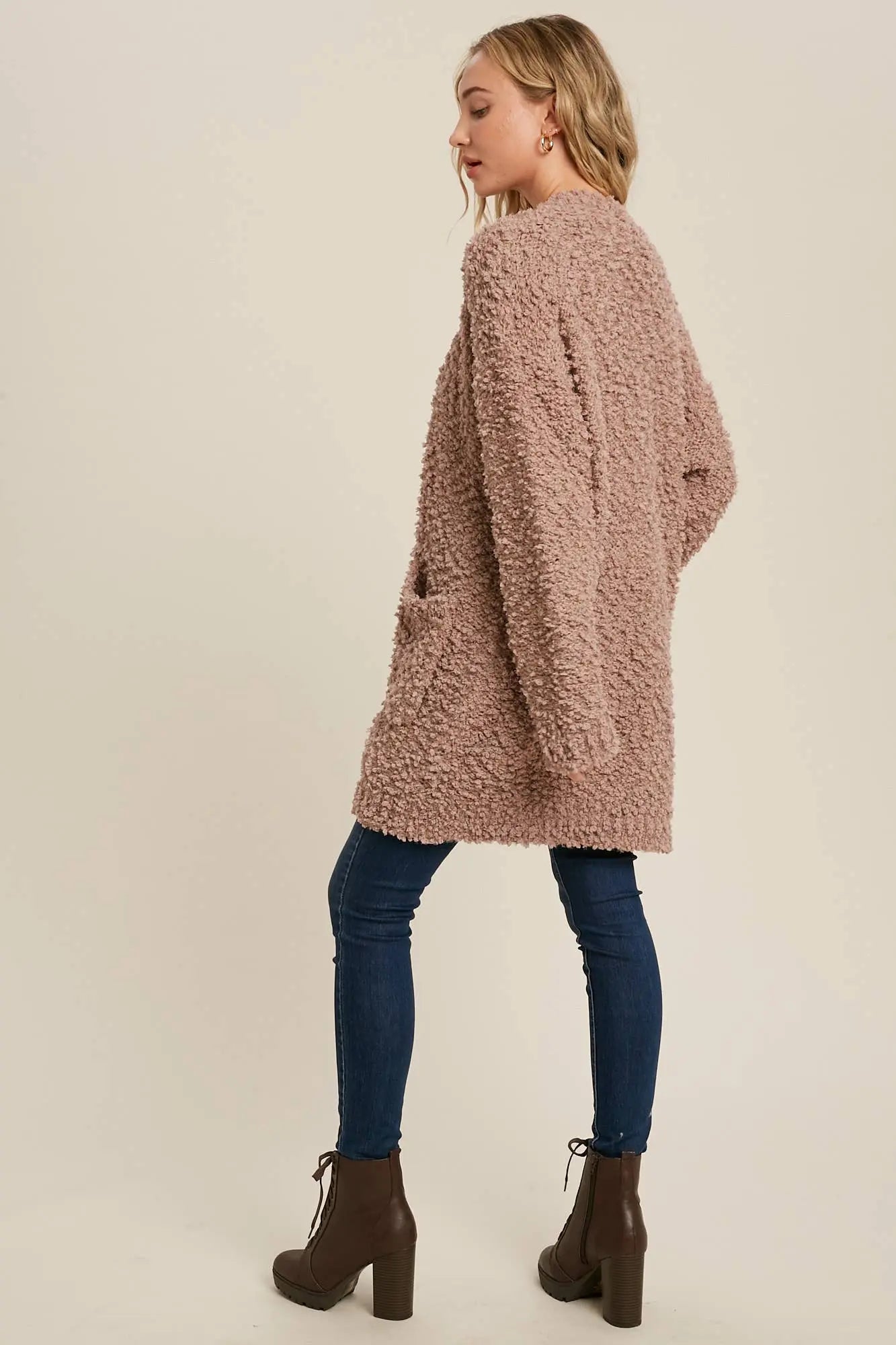 Boucle' Open Front Cardi Bluivy