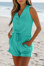 Mint Green Ribbed Button V Neck Tank Top and Shorts Set Florida Girl Fashion Boutique