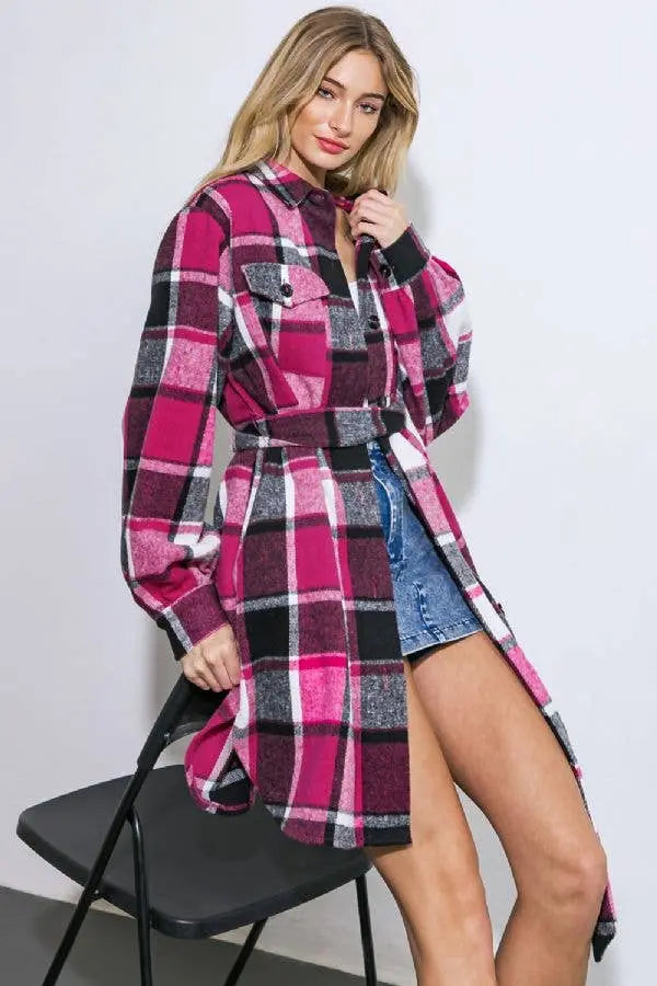 A plaid midi jacket-IJ10159 FLYING TOMATO