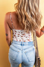 White Floral V Cut Frilled Trim Spaghetti Straps Bodysuit Florida Girl Fashion Boutique