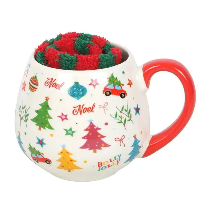 Nostalgic Christmas Print Mug and Socks Set Something Different Wholesale