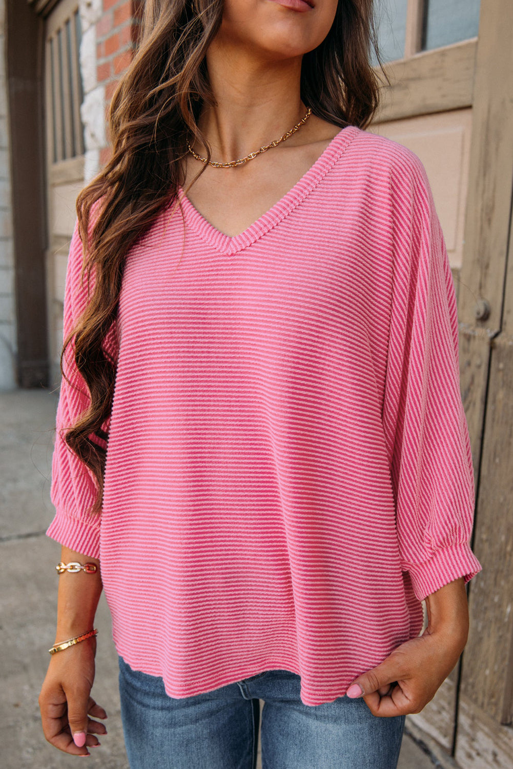 Pink Corded Bracelet Sleeve Top Florida Girl Fashion Boutique