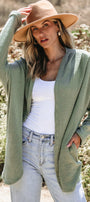 Green Waffle Cardi Florida Girl Fashion Boutique