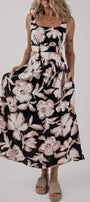 Black Floral Cutout Sleeveless Maxi Dress Florida Girl Fashion Boutique