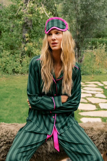Beach Riot Eye Mask Pine Stripe Satin