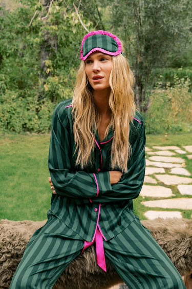 Beach Riot Eye Mask Pine Stripe Satin