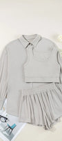 Gray 3 Pcs Lounge Set Florida Girl Fashion Boutique