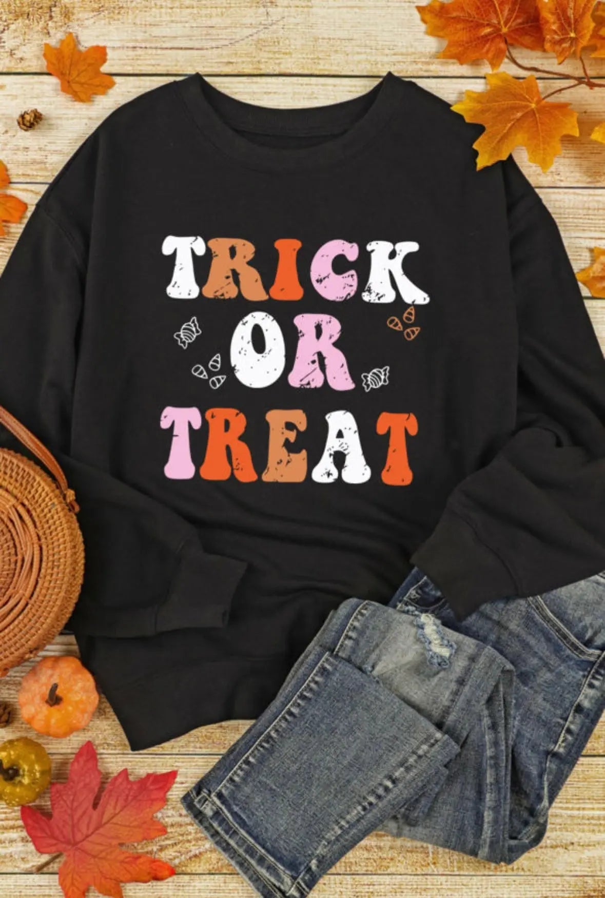 "Trick or Treat" Graphic Sweatshirt Florida Girl Fashion Boutique