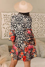Floral Mixed Print Split Neck A-line Dress Florida Girl Fashion Boutique
