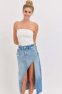 Cello High Rise Midi Skirt with Curved Cutout Cello Jeans