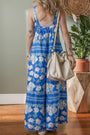 Blue Floral Print Wide Leg Jumpsuit Florida Girl Fashion Boutique