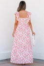 Pink Floral Ruffle Sleeve Maxi Dress Florida Girl Fashion Boutique