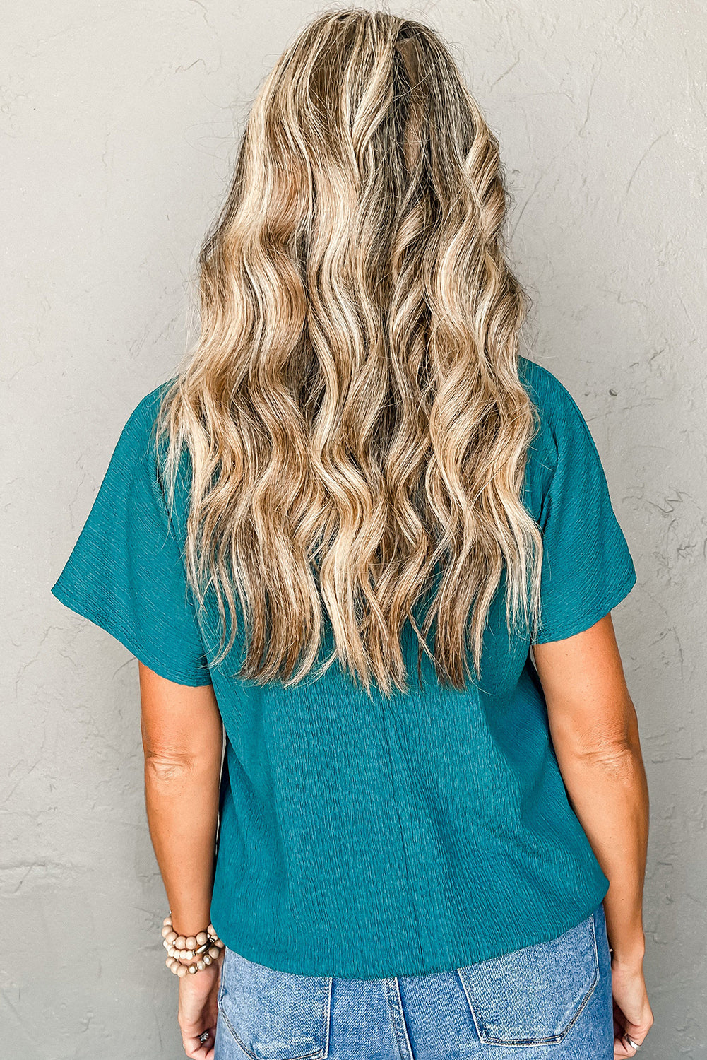 Saphire V Neck Bubble Hem Blouse Florida Girl Fashion Boutique