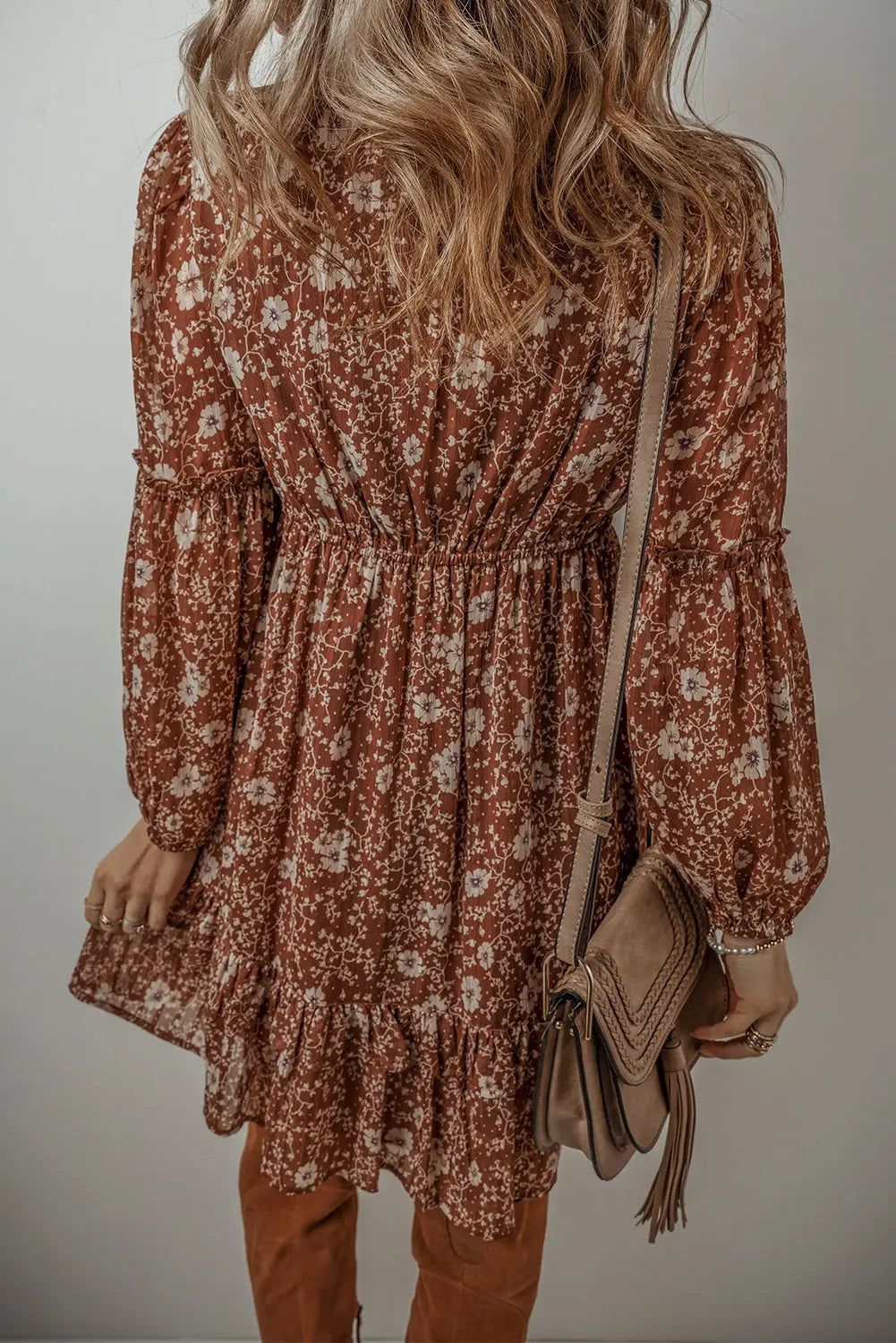 Rust Floral Ruffle Mini Dress Florida Girl Fashion Boutique