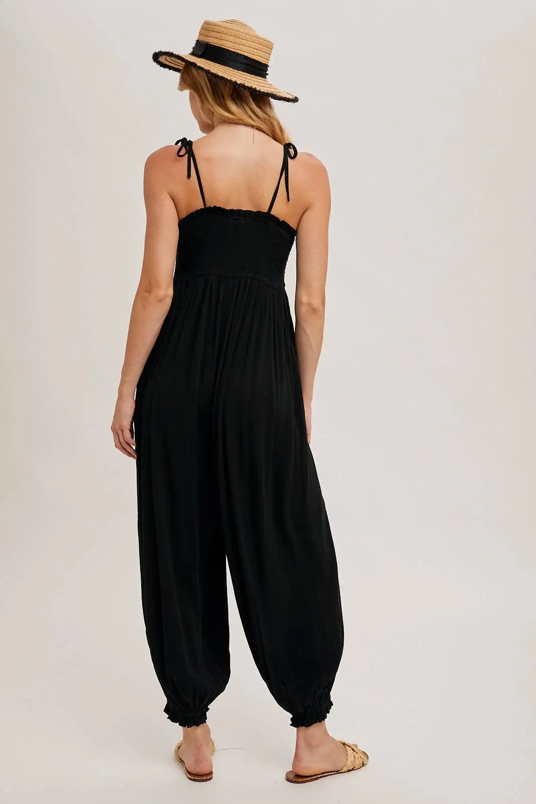 Gauze Smocked Jumpsuit Bluivy