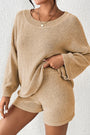 Knit Khaki Top and Short Set Florida Girl Fashion Boutique