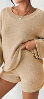 Knit Khaki Top and Short Set Florida Girl Fashion Boutique