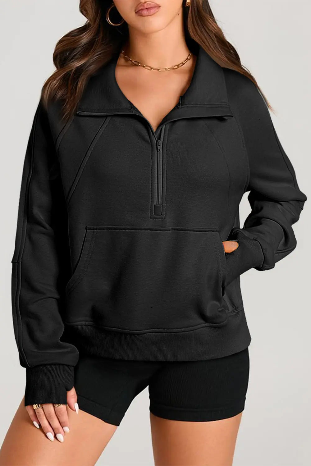 Black Quarter-Zip Pullover Florida Girl Fashion Boutique