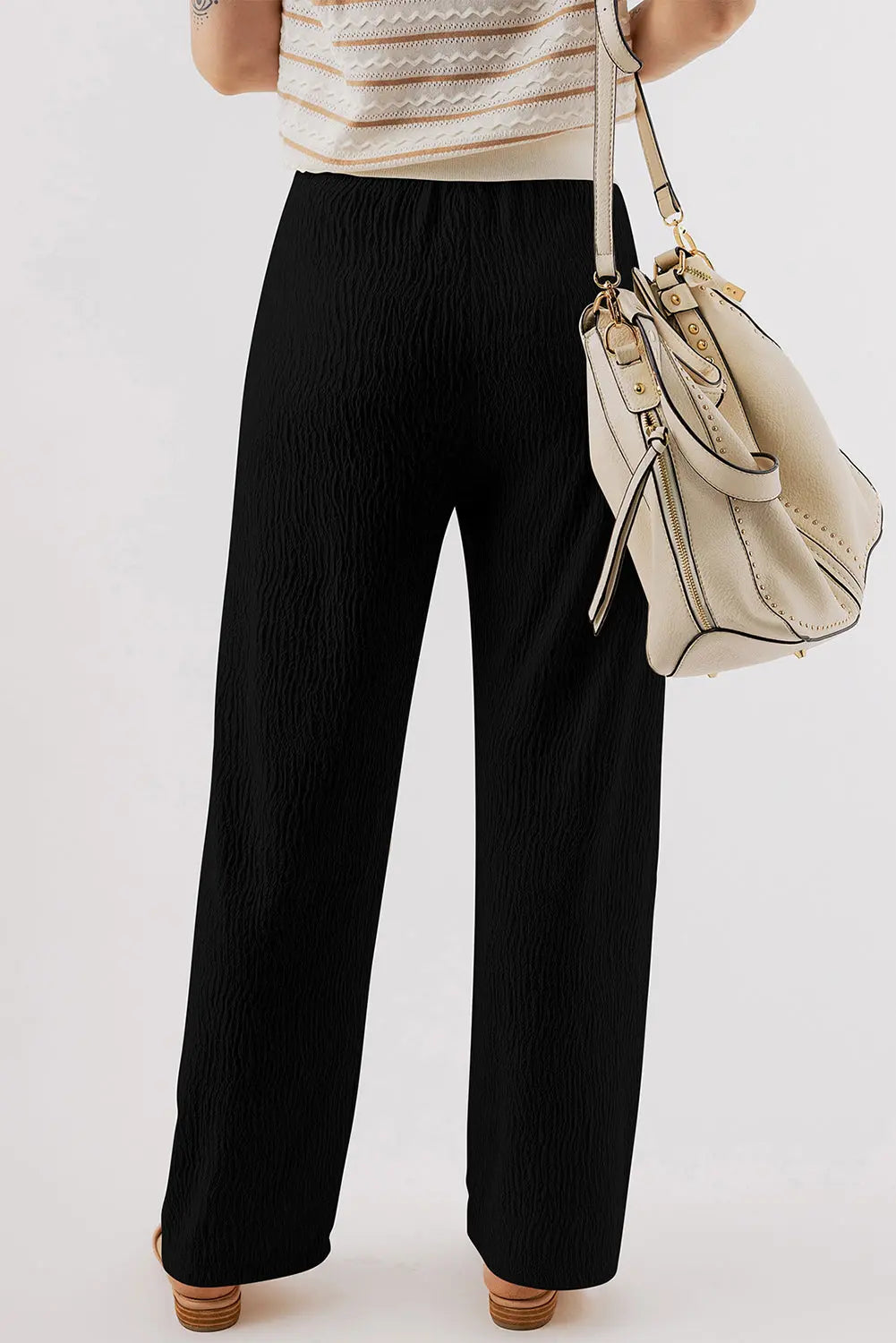 Black Crinkle Textured Pants Florida Girl Fashion Boutique