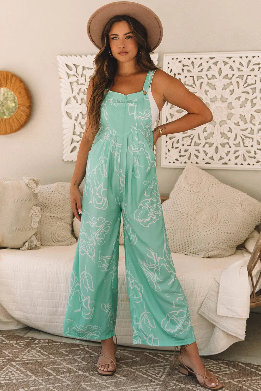 Mint Wide Leg Overalls Florida Girl Fashion Boutique