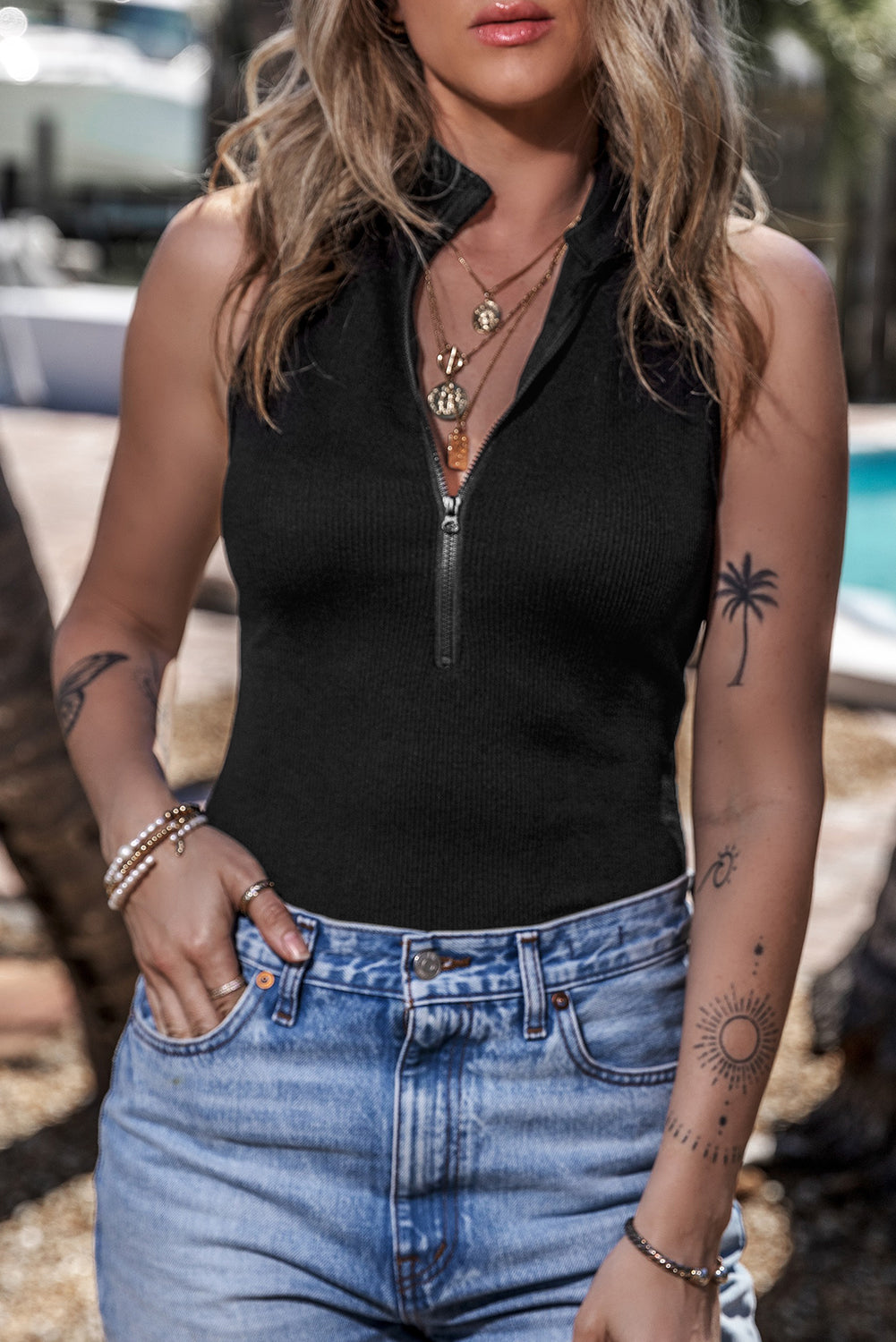 Quarter Zip Bodysuit Florida Girl Fashion Boutique