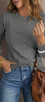 Grey Ribbed Crew Neck Florida Girl Fashion Boutique