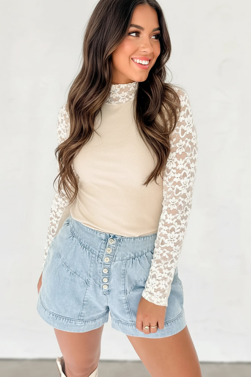 Floral Lace Sleeve Top Florida Girl Fashion Boutique