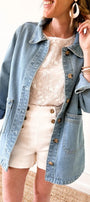 Weekend Vibes Denim Shacket Florida Girl Fashion Boutique